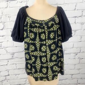 Maeve by Anthropologie Catania Top Womens L Puffed Sleeve Peasant  Cottagecore